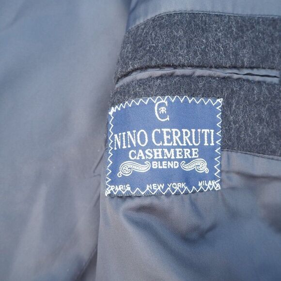 Nino Cerruti Cashmere Wool Blend Vintage 3 Button Overcoat Dark Grey Men's 42L - Picture 4 of 13